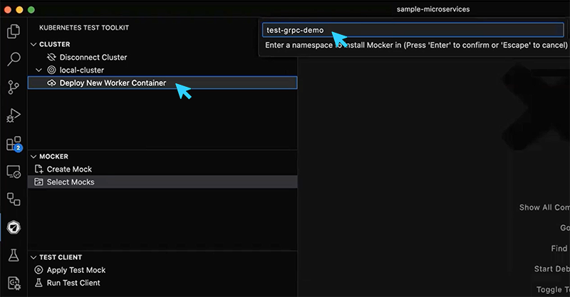 Screenshot of the first action
